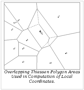 Text Box: Overlapping Thiessen Polygon Areas Used in Computation of Local Coordinates. 